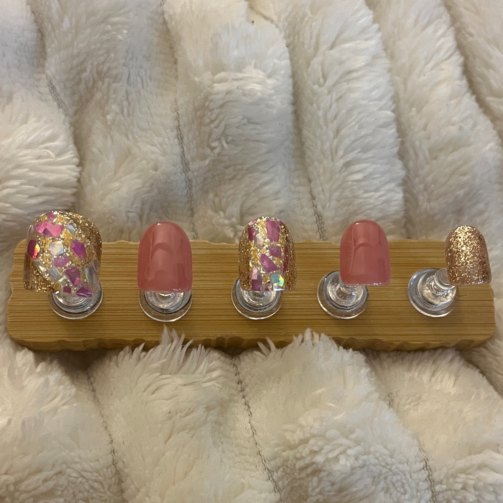Pink and Gold Glitter Press-On Nails